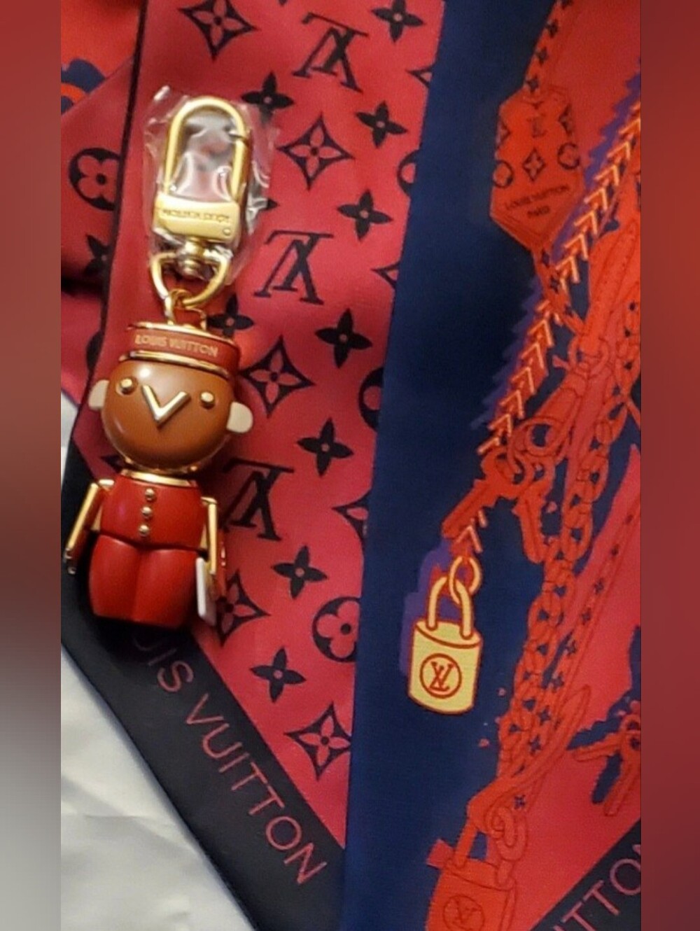 Bag Charm-Red & Brown Bellboy Uniform Character;Silk Bag Twillly, Scarf